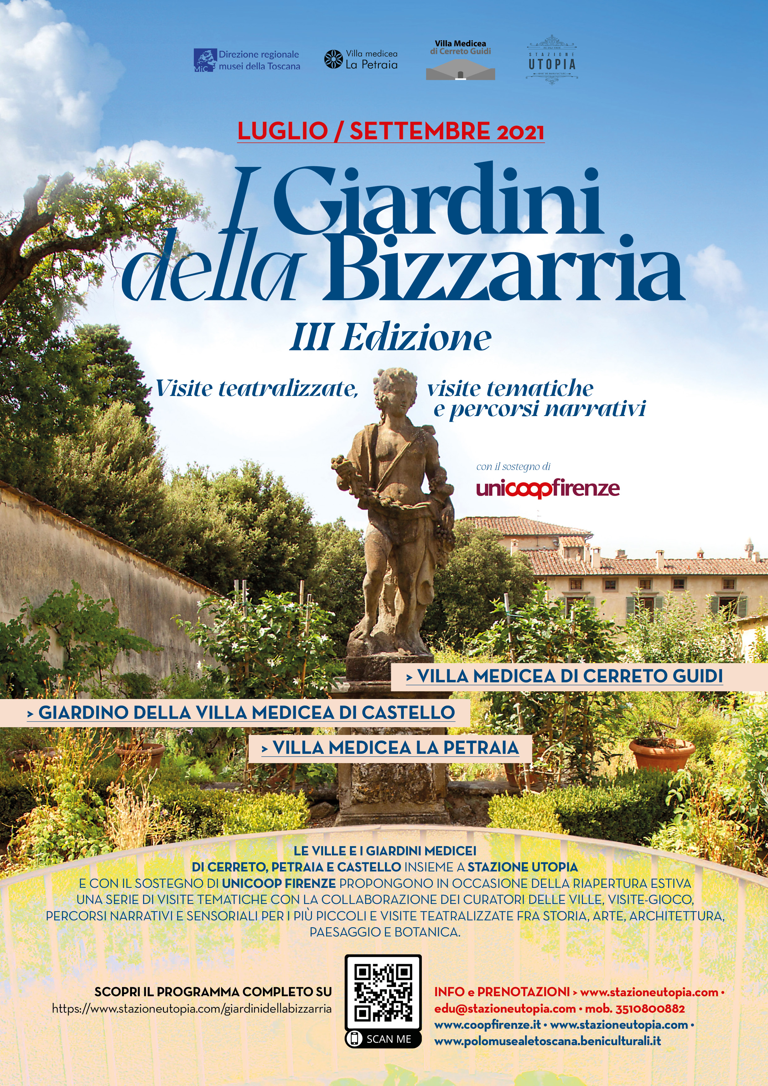 Firenze – Villa medicea della Petraia e Giardino della Villa medicea di Castello. “I Giardini della Bizzarria” III edizione. Visite guidate tematiche, spettacoli e attività per bambini e famiglie e iniziative speciali per le Giornate Europee del Patrimoni