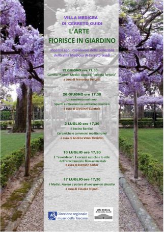 Firenze – Villa Medicea di Cerreto Guidi. “L’arte fiorisce in giardino”. Incontri con i capolavori delle collezioni della Villa.