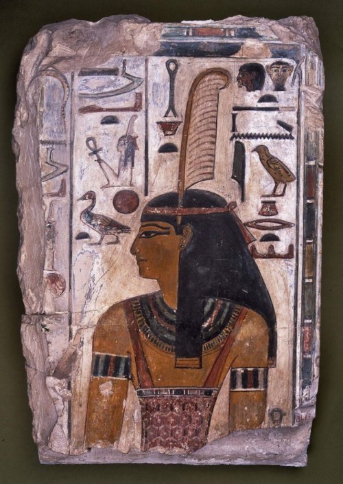 MAF Museo Archeologico nazionale - Bassorilievo con la testa della dea Maat, dalla tomba di Sethy I nella Valle dei Re - Nuovo Regno, XIX dinastia, regno di Sethy I